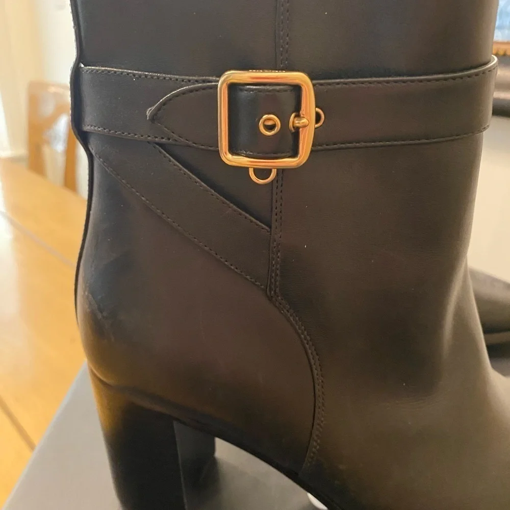 Coach Women’s Olivia Leather Black Ankle Boots New Size 9 *missing charms